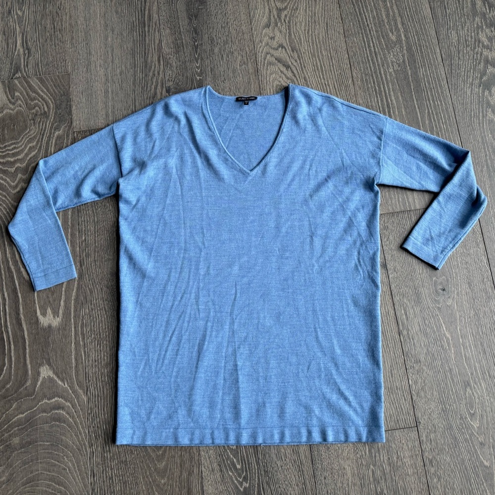 Eileen Fisher Light Blue V-Neck Sweater